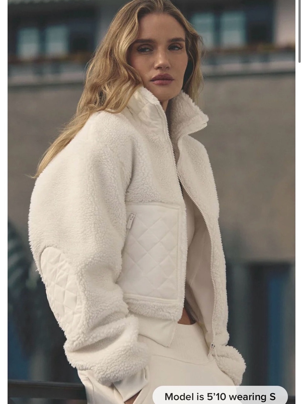 ALO Yoga Cream Sherpa Teddy Zip-Up Jacket